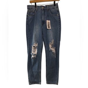 Princess Polly, NWT, Khaled Skinny Mid Wash Denim Jeans, Distressed, Women's Sz4